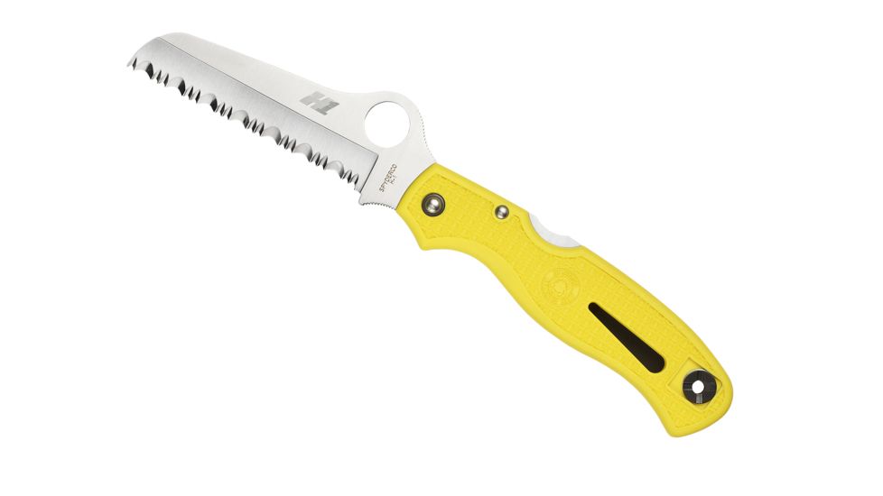 Spyderco Atlantic Salt Yellow FRN Handle, H-1 Serrated Blade Fold Knife C89SYL