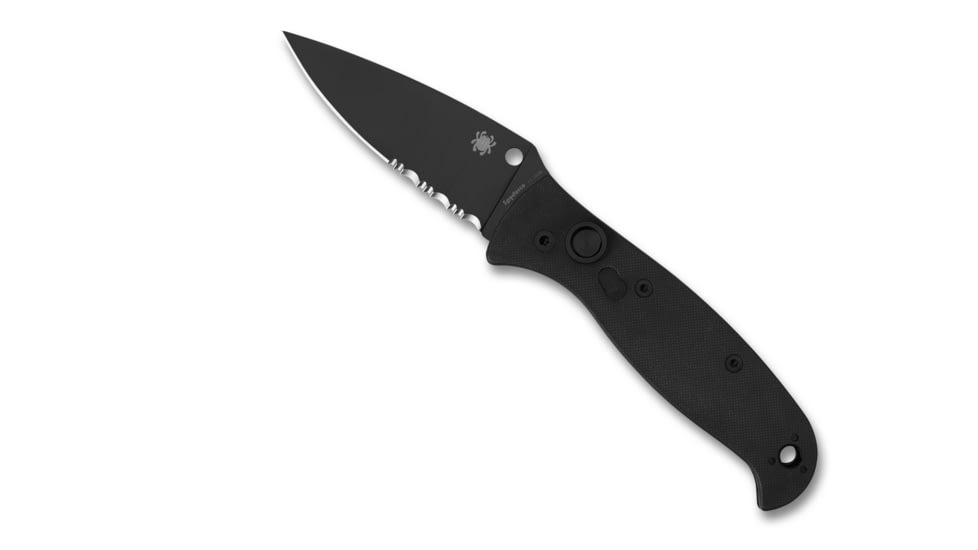 Spyderco Autonomy 2 Automatic Folding Knife, 3.5in, LC200N Steel, CombinationEdge, Drop Point Blade, G-10, Black Handle, C165GPSBBK2