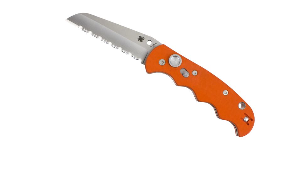 Spyderco Autonomy Automatic Folding Knife, 3.7in, H-1 Steel, Drop Point Blade, G-10, Orange Handle, C165GSOR