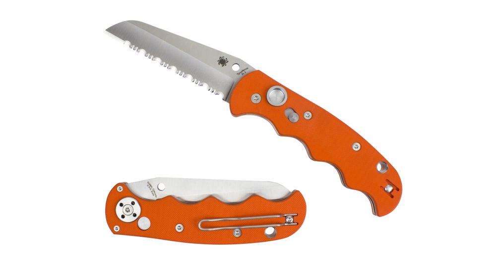 Spyderco Autonomy Automatic Folding Knife, 3.7in, H-1 Steel, Drop Point Blade, G-10, Orange Handle, C165GSOR
