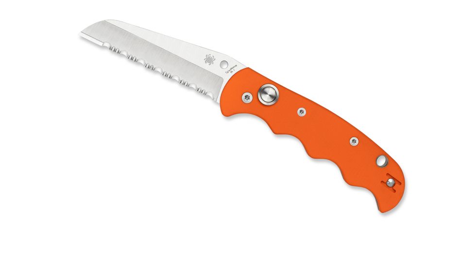 Spyderco Autonomy Automatic Folding Knife, 3.7in, H-1, Serrated Drop Point, G-10, Orange Handle, C165GSORCG