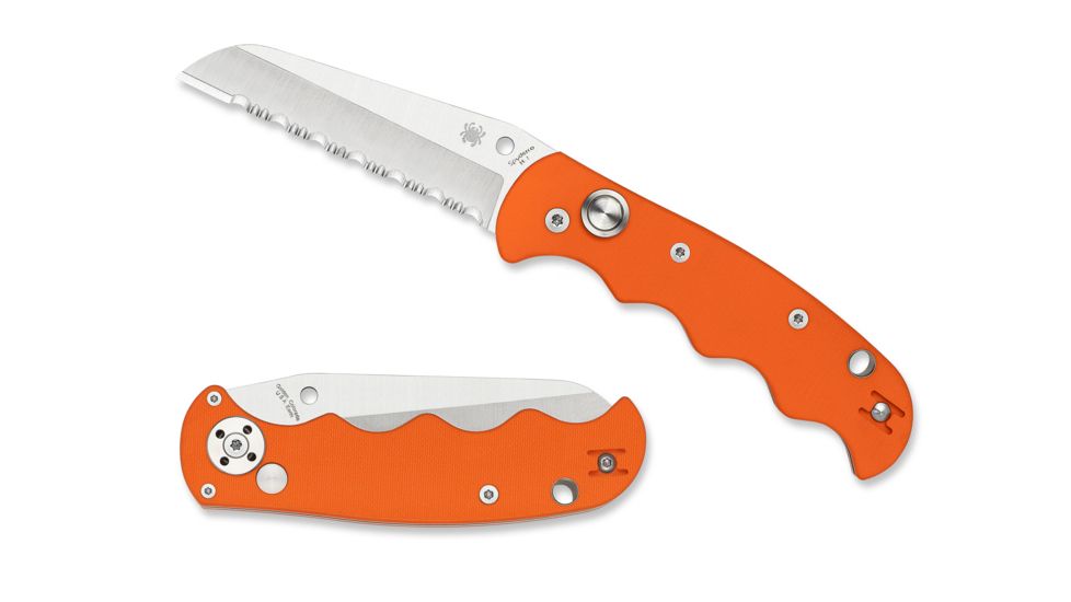 Spyderco Autonomy Automatic Folding Knife, 3.7in, H-1, Serrated Drop Point, G-10, Orange Handle, C165GSORCG