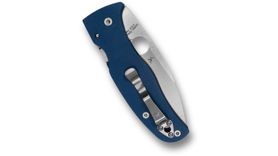 Spyderco Bodacious CPM SPY27 3.63in Folding Knife, Satin Finish, Silver, Blue G-10 Handle, C263GPCBL