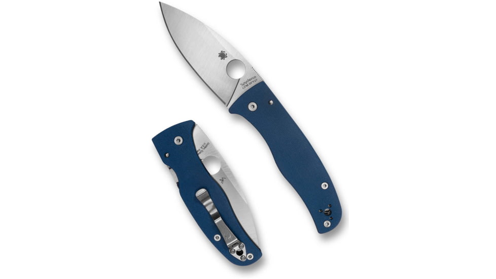 Spyderco Bodacious CPM SPY27 3.63in Folding Knife, Satin Finish, Silver, Blue G-10 Handle, C263GPCBL