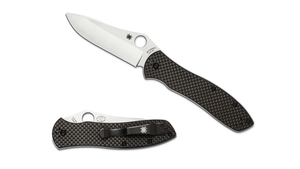 Spyderco Bradley Folder 2 CF/G-10 Laminate Plain Edge Folding Knife C134CFP2