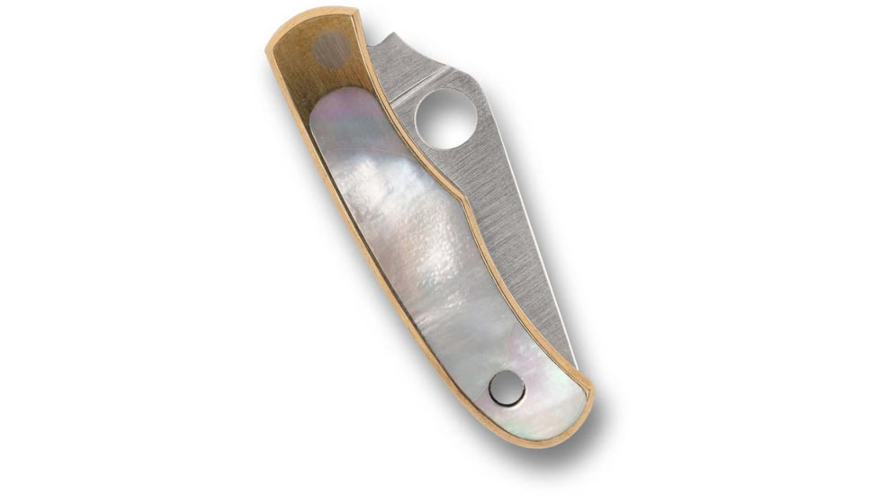 Spyderco Bug Folding Knife, 1.26in, 12C27, Wharncliffe Blade, Nickel/Abalone, Silver Handle, C133AP
