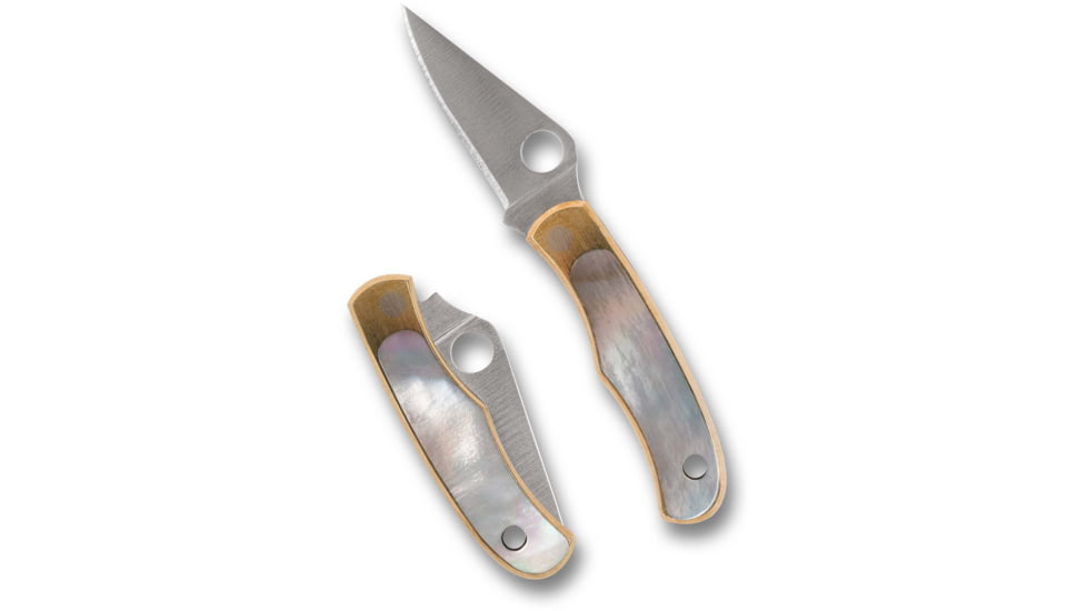 Spyderco Bug Folding Knife, 1.26in, 12C27, Wharncliffe Blade, Nickel/Abalone, Silver Handle, C133AP