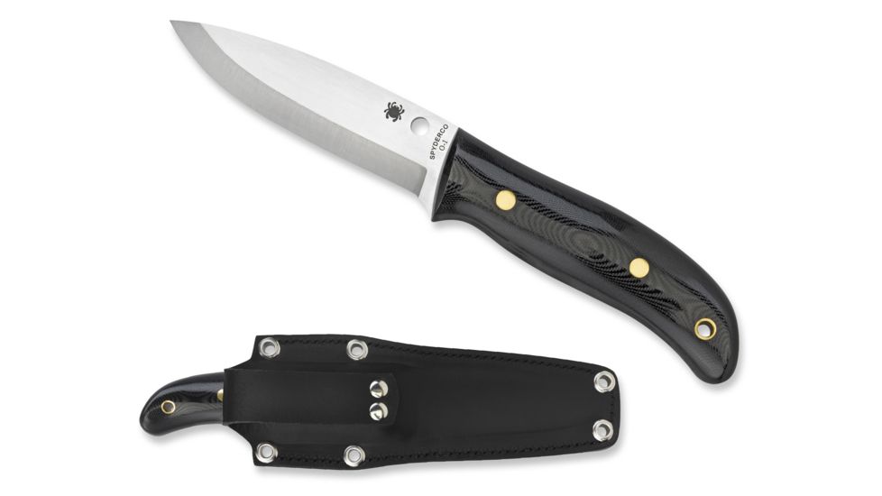 Spyderco Bushcraft G-10 Fine Edge Fixed Blade Knife w/ Leather Sheath FB26GP