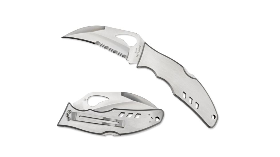 Spyderco Byrd Crossbill Folding Knife, Stainless Steel, Comboedge, BY07PS