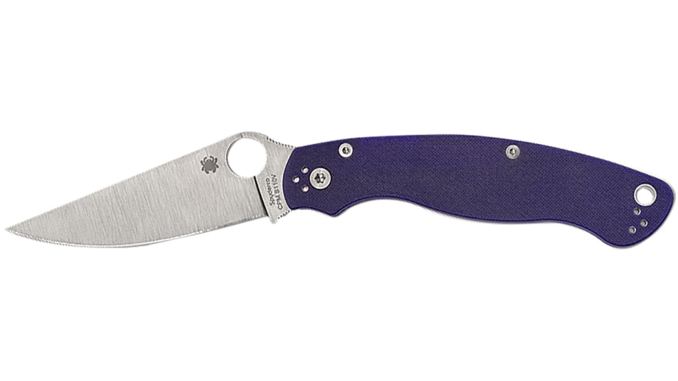 Spyderco Military 2 Folding Knife by Sal Glesser, 4in, CPM S110V, Satin Plain Clip Point Blade, Dark Blue G10 Handle, C36GPDBL2
