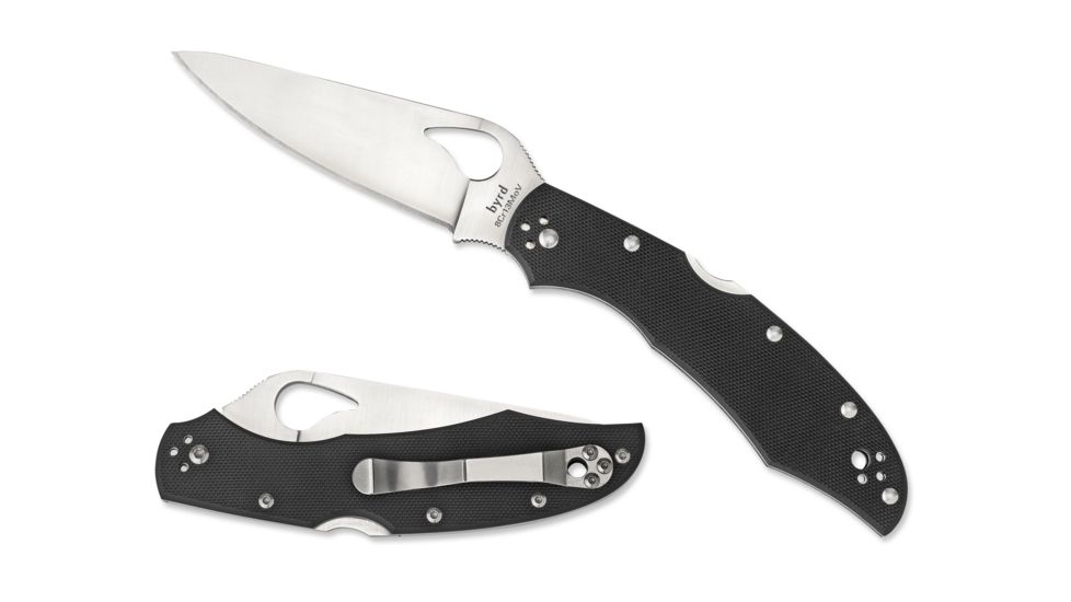 Byrd by Spyderco Cara Cara 2 Folding Knife, 95 mm, Stainless Steel Plain Blade, G-10 Black Handle, BY03GP2