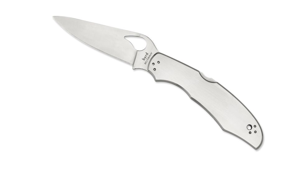 Byrd by Spyderco Cara Cara 2 Folding Knife, 95 mm, Stainless Steel Plain Blade, Stainless Steel Handle, BY03P2