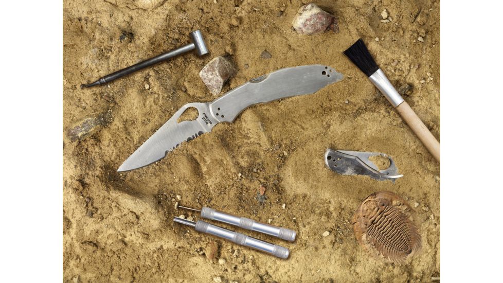 Byrd by Spyderco Cara Cara 2 Folding Knife, 95 mm, Stainless Steel Partially Serrated Blade, Stainless Steel Handle, BY03PS2