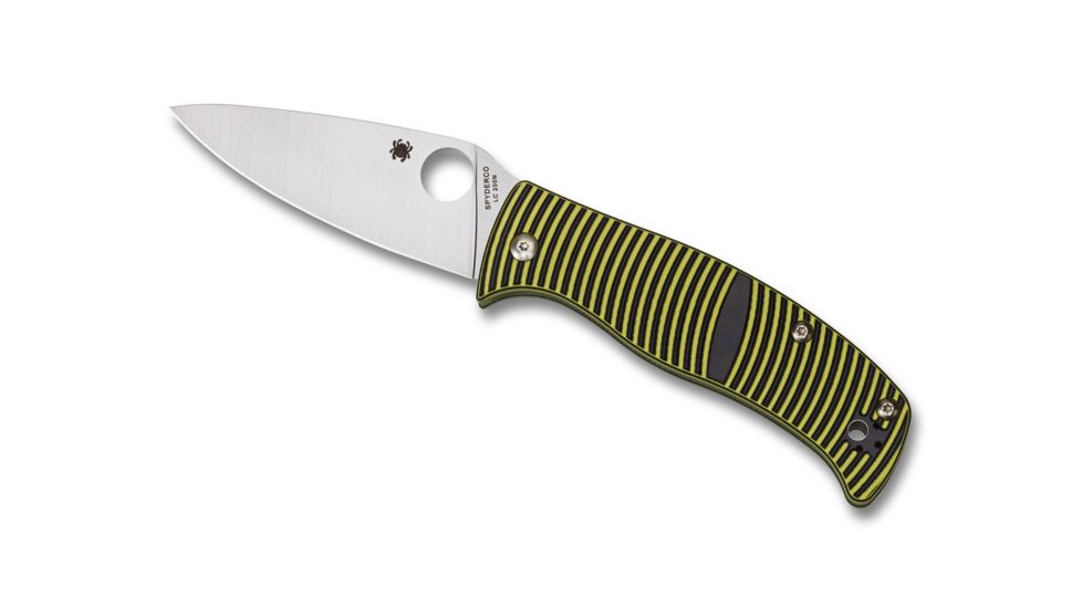 Spyderco Caribbean Folding Knife, 3.7in, LC200N, Drop Point, G10, Black/Yellow Handle, C217GP