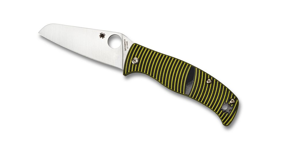 Spyderco Caribbean Folding Knife, 3.7in, LC200N, Spyder, Drop Point Blade, G-10, Black/Yellow Handle, C217GPSF