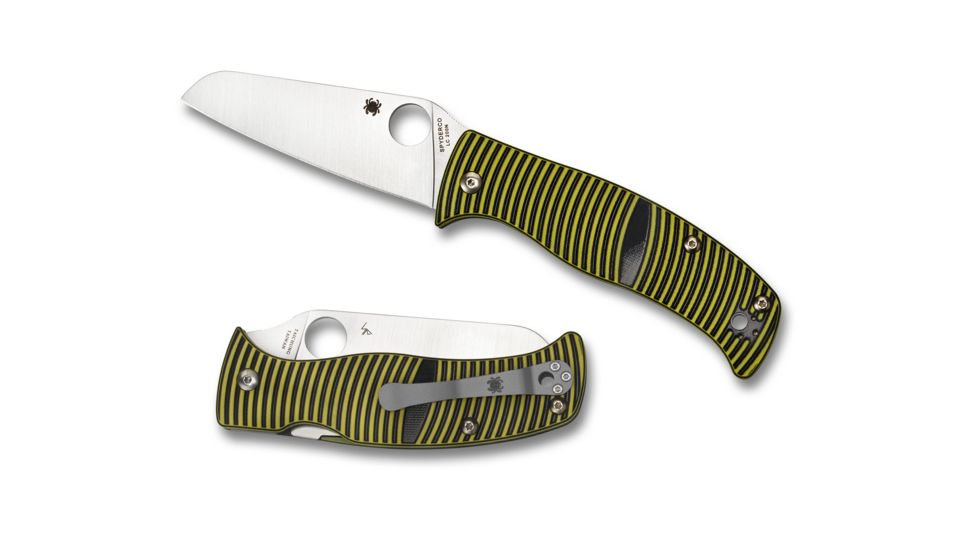 Spyderco Caribbean Folding Knife, 3.7in, LC200N, Spyder, Drop Point Blade, G-10, Black/Yellow Handle, C217GPSF
