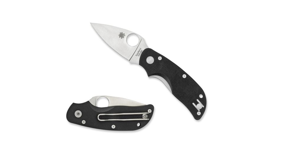 Spyderco Cat Black Handle G-10 Silver FE Blade Fold Knife C129GP