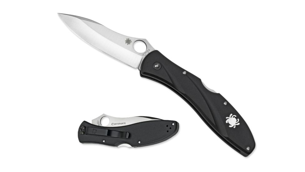 Spyderco Centofante 3 Folding Knife, 3.14in, VG-10, Drop Point, FE Blade, FRN Black Handle, C66PBK3