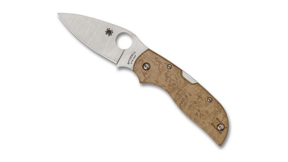 Spyderco Chaparral Folding Knife, 2.80in, CTS XHP, Leaf Blade, Birdseye Maple, Wood Handle, C152WDP