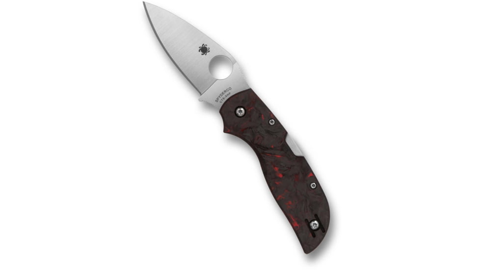 Spyderco Chaparral Red Fatcarbon Carbon Fiber 2.8in Folding Knife, Satin Finish, Silver, Red Fatcarbon Carbon Fiber Grips, C152CFRDP