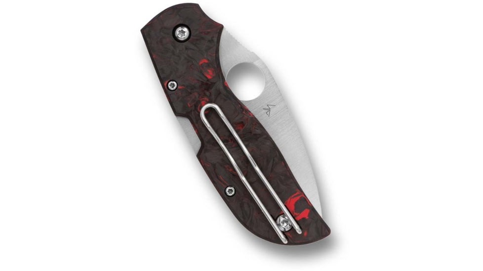 Spyderco Chaparral Red Fatcarbon Carbon Fiber 2.8in Folding Knife, Satin Finish, Silver, Red Fatcarbon Carbon Fiber Grips, C152CFRDP