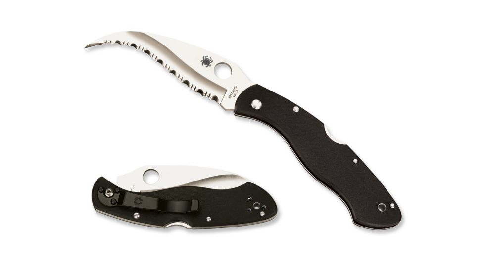 Spyderco Civilian Black G-10 Handle, Serrated Blade Fold Knife C12GS