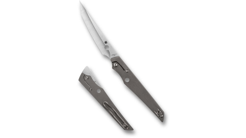 Spyderco Cobol Folding Knife, 3.63in, M390, Hawkbill Blade, Plain Edge, Satin Finish, Gray Titanium Handle, C273TIP