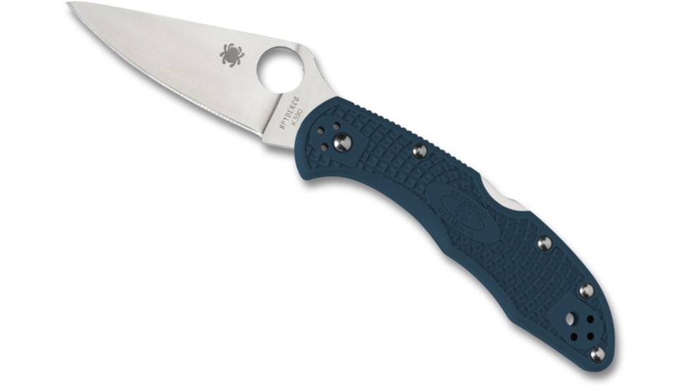 Spyderco Delica 4 Folding Knife, 2.9 in, K390 Steel, Leaf Blade, FRN Handle, Blue, C11FPK390
