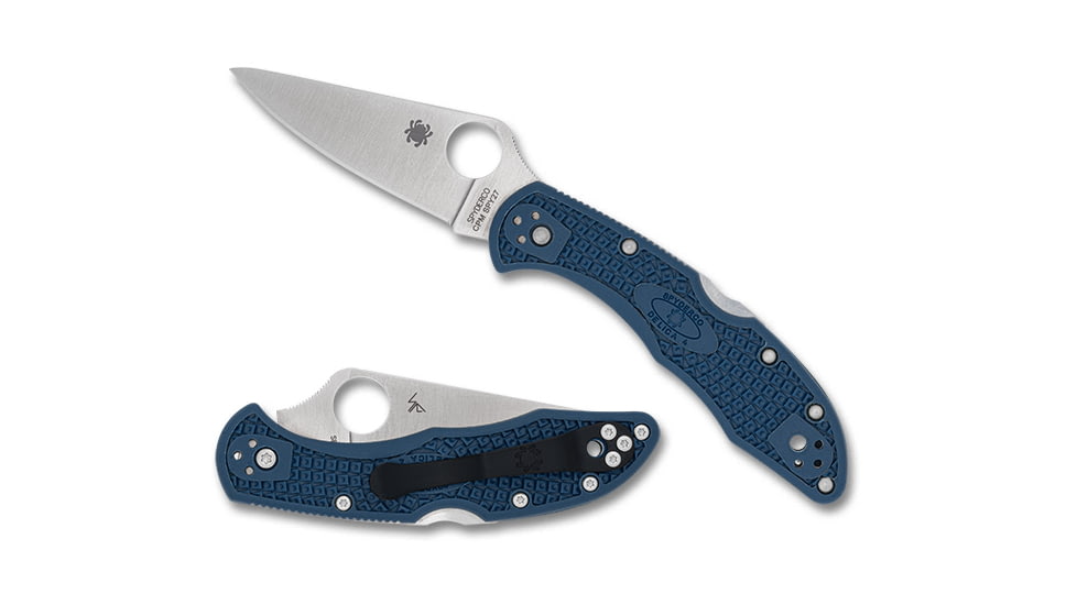 Spyderco Delica 4 Folding Knife, 2.9in, CPM SPY27, Satin, Modified Clip Blade, FRN Blue Handle, 716104000319