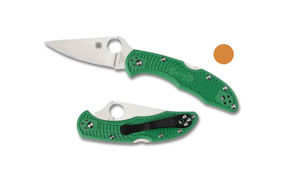 Spyderco Delica 4 Lightweight HAP40 Plain Edge Folding Knife, Burnt Orange C11FPBORE