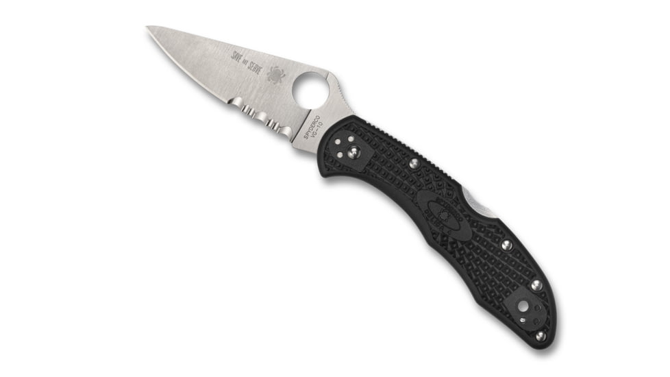 Spyderco Delica 4 Lightweight Thin Red Line Folding Knife, 2.9in, VG-10 Steel, FRN, C11FPSBKRD
