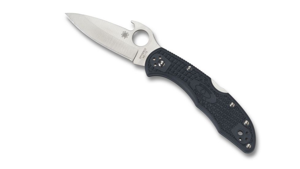 Spyderco Delica 4 Folding Knife, w/Emerson Opener FE Blade, 2.9in, VG-10, Drop Point, Gray FRN Handle, C11PGYW