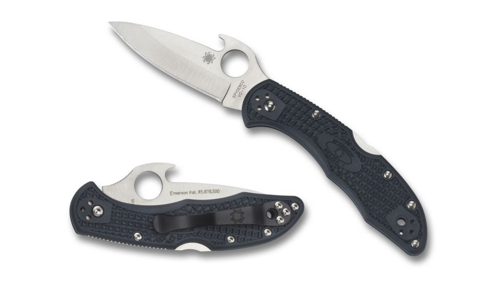 Spyderco Delica 4 Folding Knife, w/Emerson Opener FE Blade, 2.9in, VG-10, Drop Point, Gray FRN Handle, C11PGYW