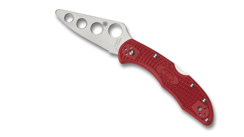 Spyderco Delica 4 Folding Training Knife, 2.76in, AUS-6, Leaf Blade, FRN Red Handle, C11TR