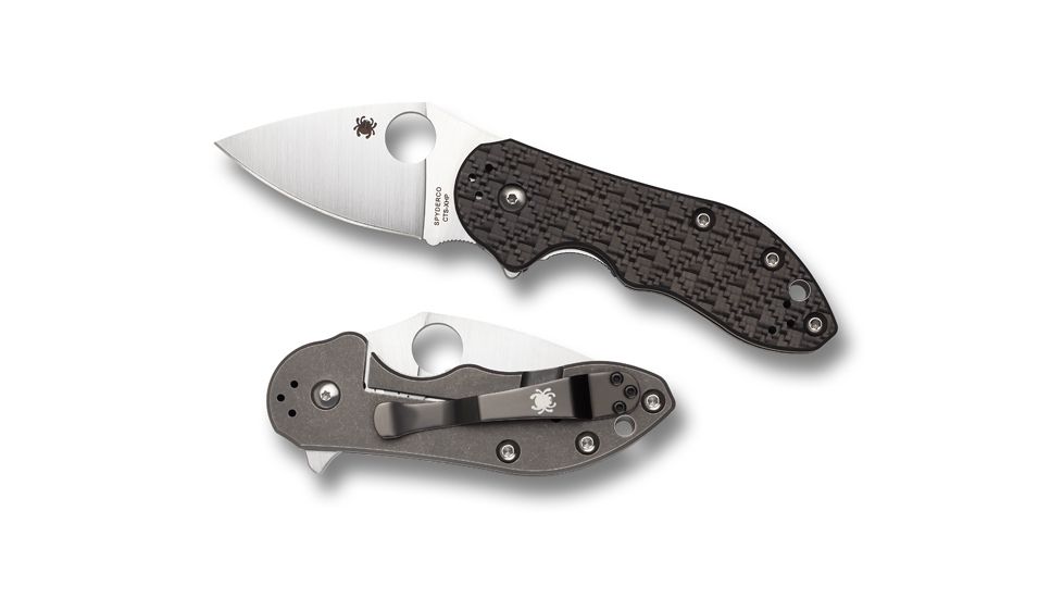 Spyderco Dice Flipper Folding Knife,Titanium PlainEdge Blade,Laminate Handle C182CFTIP