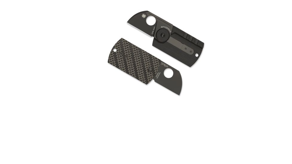Spyderco Dog Tag Folder Folding Knife, 1.2in, CPM S30V, Drop Point, Plain Edge, Black Blade, Carbon Fiber/G-10 Laminate, Carbon Fiber Handle, C188CFBBKP