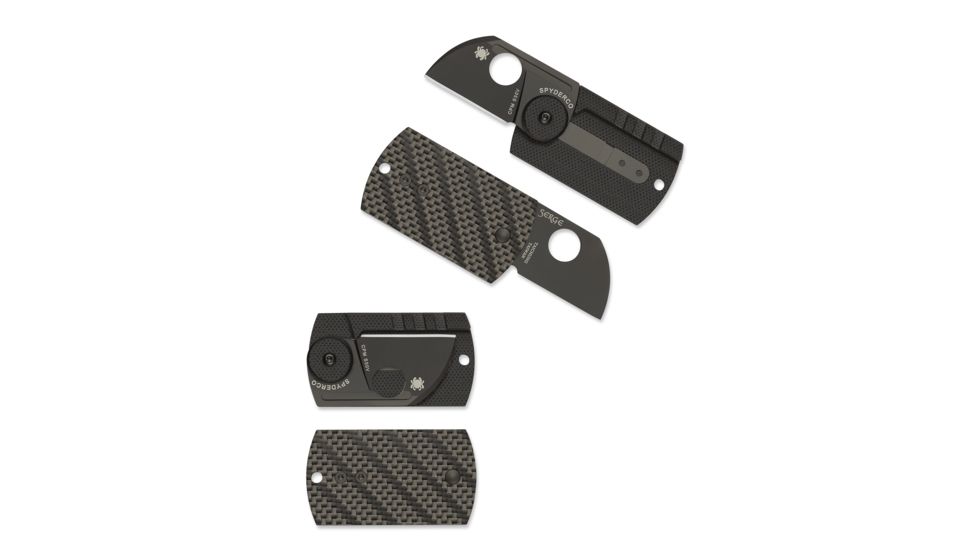 Spyderco Dog Tag Folder Folding Knife, 1.2in, CPM S30V, Drop Point, Plain Edge, Black Blade, Carbon Fiber/G-10 Laminate, Carbon Fiber Handle, C188CFBBKP