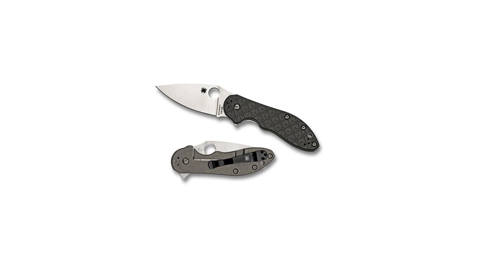 Spyderco Domino Carbon Fiber/Titanium Folding Knife w/ CTS-XHP Plain Edge Blade C172CFP