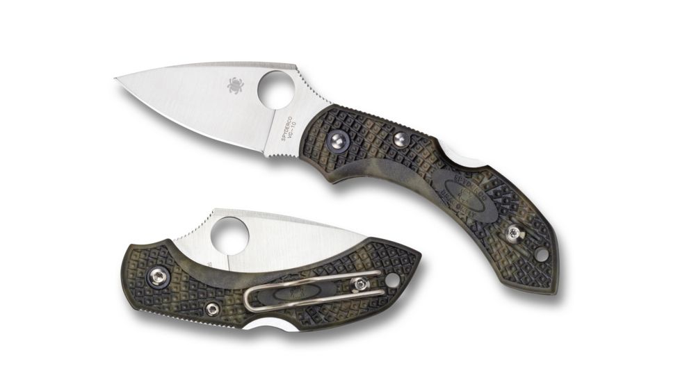 Spyderco Dragonfly 2 Zome Folding Knife, 2.28in, VG-10, Leaf Blade, FRN Green Handle, C28ZFPGR2