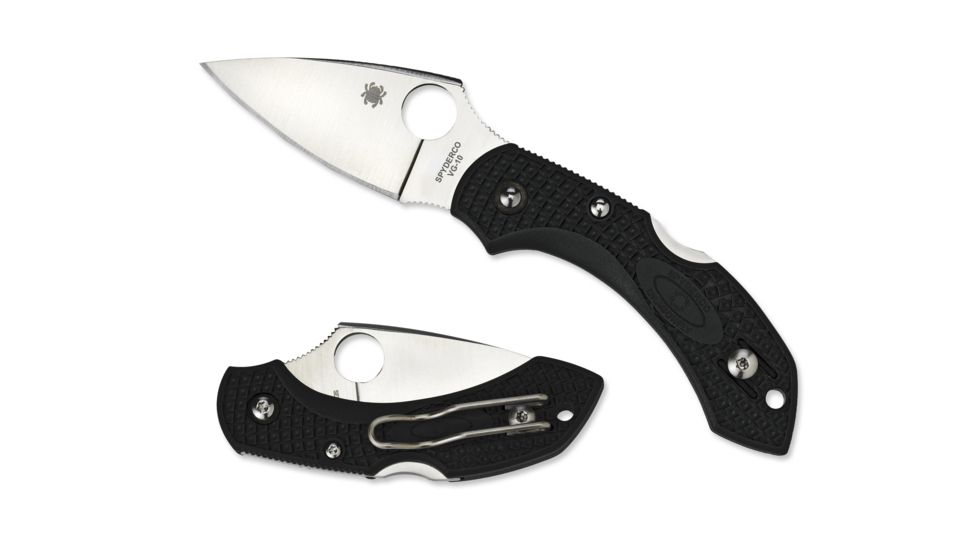 Spyderco Dragonfly 2 Lightweight Folding Knife, 2.313in, VG-10 Plain, Leaf Blade, FRN, Black Handle, C28PBK2
