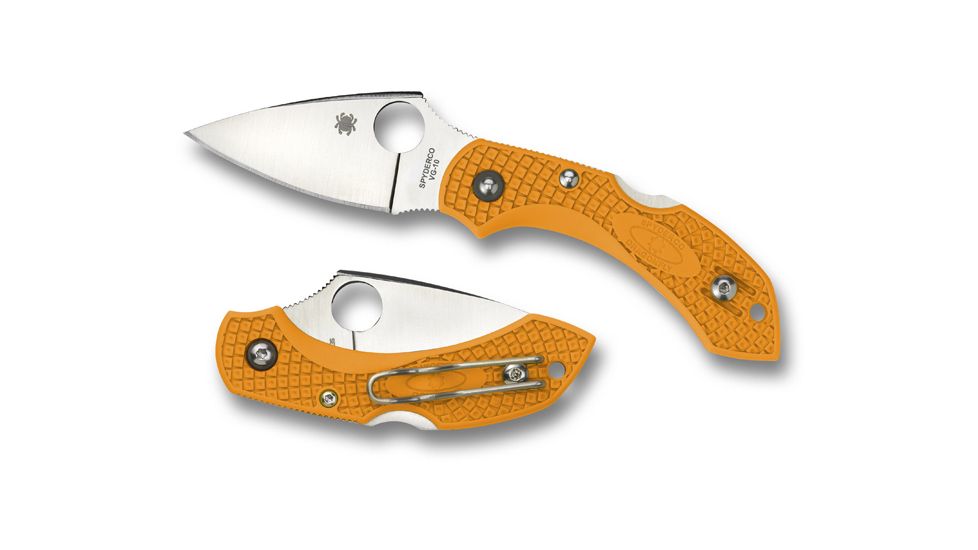 Spyderco Dragonfly 2 Lightweight Folding Knife, 2.313in, VG-10, Plain Leaf Blade, Orange FRN Handle, C28POR2