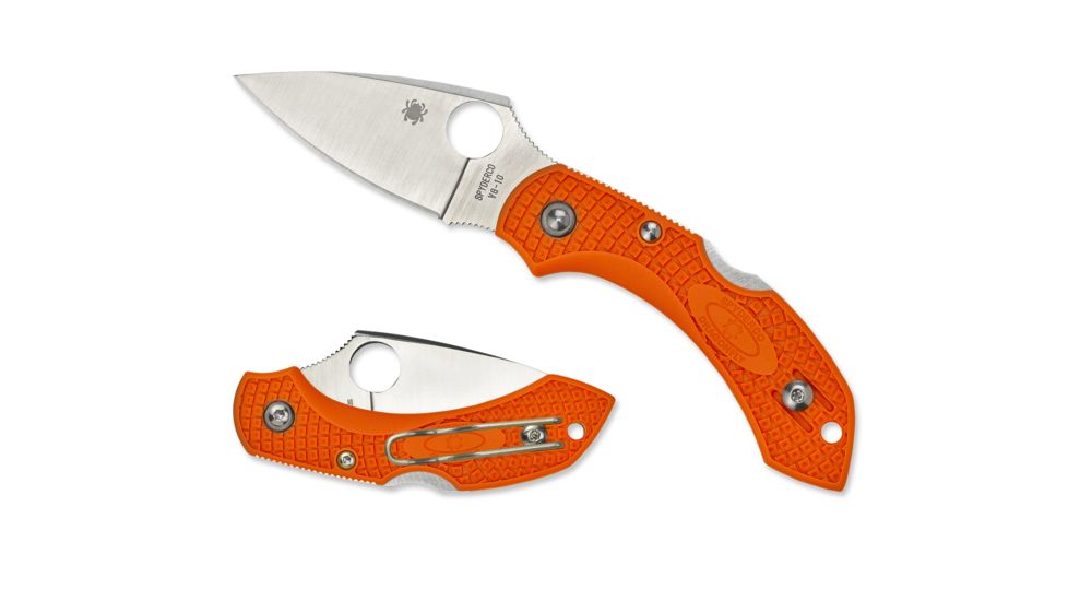 Spyderco Dragonfly 2 Lightweight Folding Knife, 2.313in, VG-10, Plain Leaf Blade, Orange FRN Handle, C28POR2