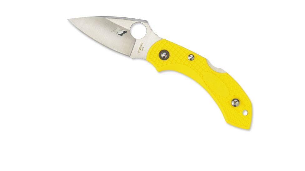 Spyderco Salt Dragonfly 2 Folding Knife, 2.25in, H-2 Steel, Leaf Blade, FRN Yellow Handle, C28PYL2