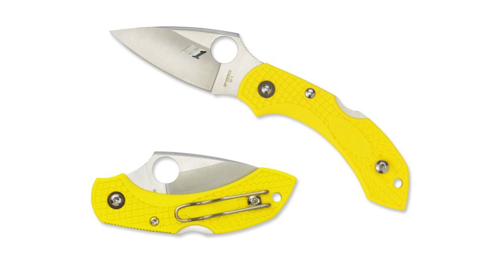 Spyderco Salt Dragonfly 2 Folding Knife, 2.25in, H-2 Steel, Leaf Blade, FRN Yellow Handle, C28PYL2
