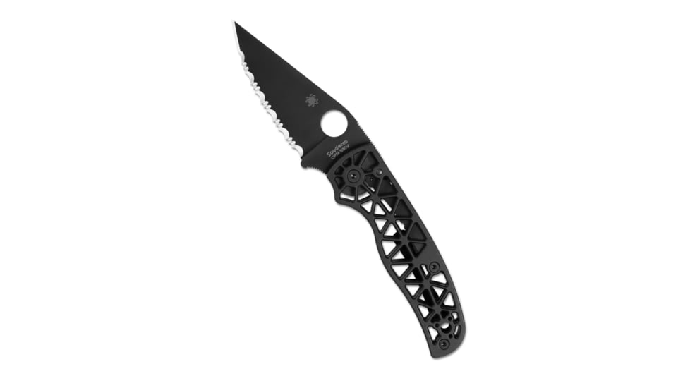 Spyderco Edgerati Folding Knife, 3.57in, CPM S30V, DLC, Clip Point, Aluminum, Black Handle, 716104017973