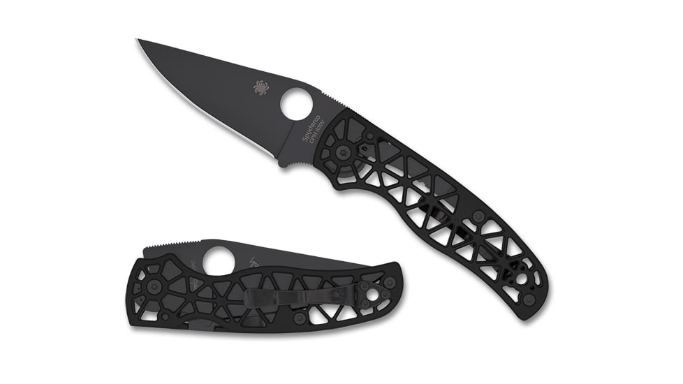 Spyderco Edgerati Folding Knife, 3.57in, CPM S30V, Clip Point, DLC, Aluminum, Black Handle, 716104017966