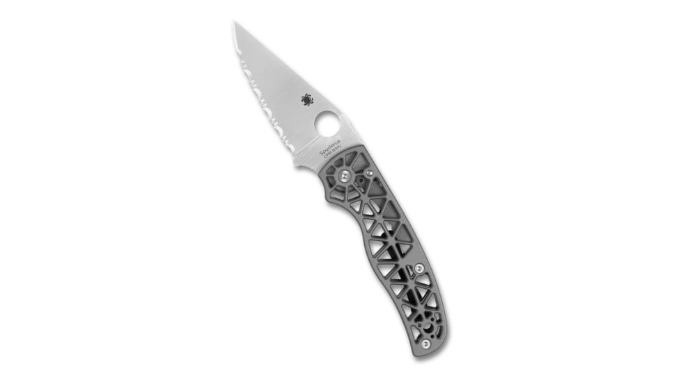 Spyderco Edgerati Folding Knife, 3.57in, CPM S30V, Satin, Clip Point, Aluminum, Silver Handle, 716104017959