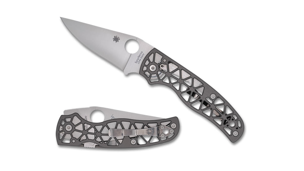 Spyderco Edgerati Folding Knife, 3.57in, CPM S30V, Satin, Clip Point Blade, Aluminum, Metalic Handle, 716104017942