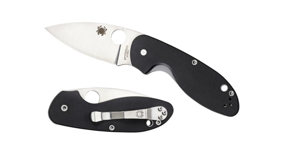 Spyderco Efficient Folding Knife, 3in, 8Cr13MoV, Leaf Blade, Fiberglass-Reinforced Nylon, Black Handle, C216GP