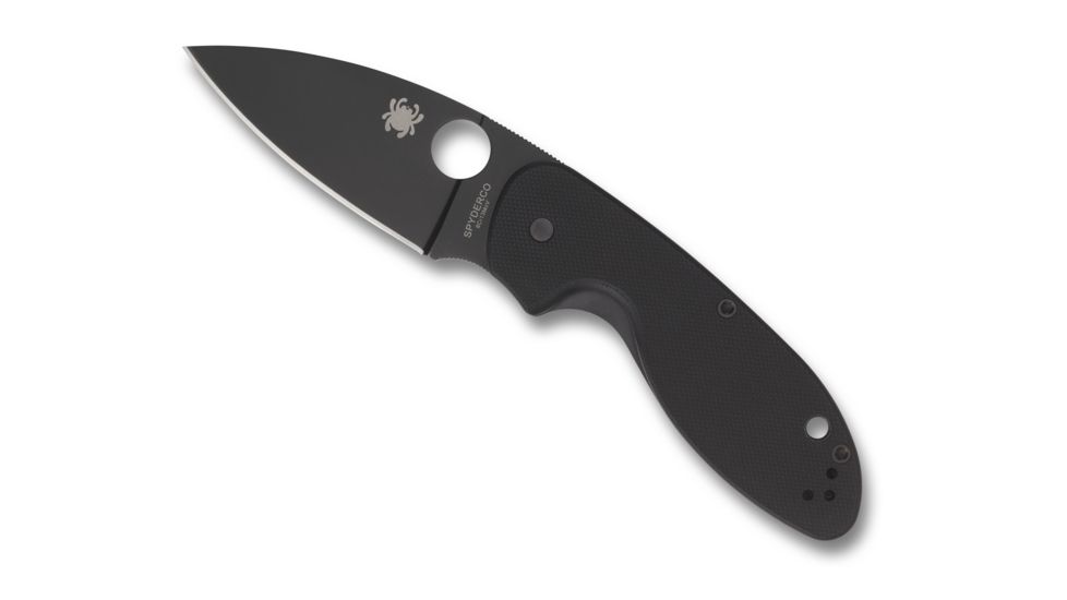 Spyderco Efficient Folding Knife, 3in, 8Cr13MoV, Drop Point Blade, PlainEdge, G-10 Black Handle, C216GPBBK